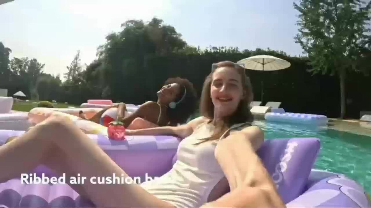 Tanning Pool Float 4-in-1, Inflatable Sunbathing Lounger with Detachable Pillow, Cup Holder & Wrap Rope