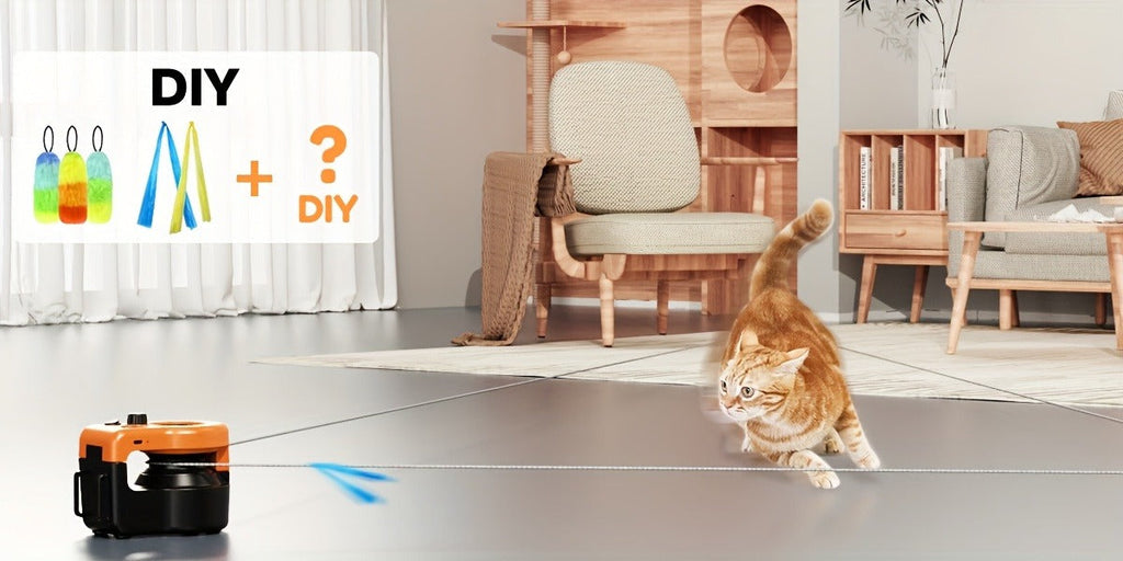 Interactive Cat Toy Auto & Remote Control – Electric Feather Mouse Lure Coursing Machine with DIY Track, Mouse Sounds, Auto Timer