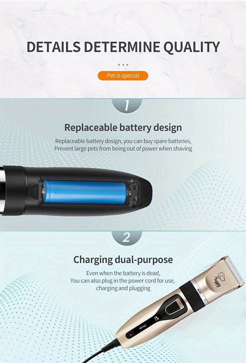 12-in-1 Pet Hair Trimmer Kit USB Rechargeable – Professional Cordless Electric Clippers for Dogs Cats Puppies Kittens