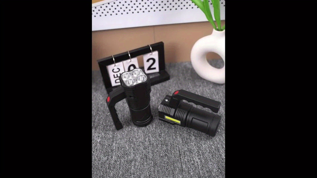 Flashlight 6-Pack Rechargeable Hand Torch Set with Main Beam, COB Side Light and Power Display