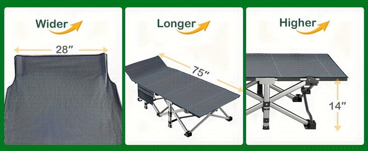 Heavy Duty Folding Camping Cot 75 Inch Portable Sleeping Bed with Carry Bag Guest Bed for Adults Outdoor Camping Hiking Home Use Gray Wine