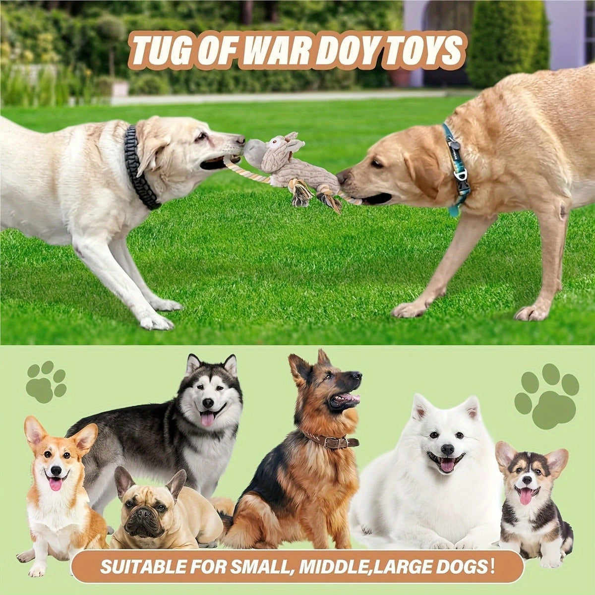 Dog Chew Toy Donkey Plush Squeaky Stretch Toy for Dogs – Durable Soft Stuffed Animal Chew Toy for Small Medium Large Dogs