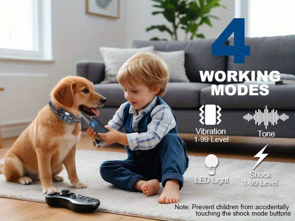 Dog Training Collar Remote Set with LED, Beep, Vibration and Static Modes for One, Two or Three Receivers