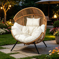 Egg Chair Outdoor Wicker PE Rattan Oversized Patio Lounge Chair with Cushion Rocking Egg Chair for Garden, Patio and Yard Use