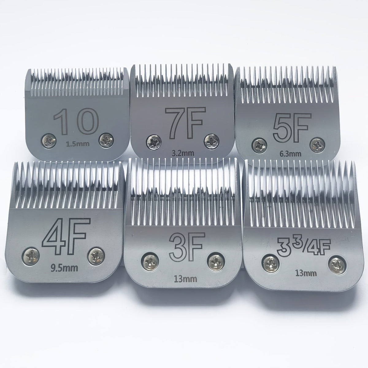 Dog Clipper Replacement Blades – Ceramic & Carbon Steel Detachable Blades in 5 Sizes (3F/4F/5F/7F/10#) | Compatible with Andis AG/AGC