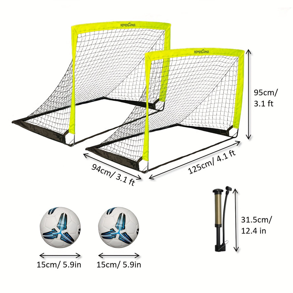 Portable Soccer Goals Set of 2 with Nets 4'x3' Backyard Indoor Outdoor Soccer Goal Kit with 2 Soccer Balls Pump and Carrying Bag for Kids