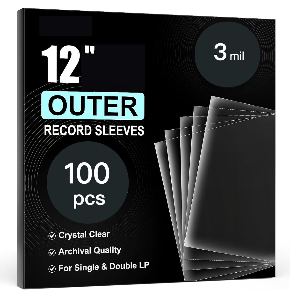 12-Inch Clear Vinyl Record Sleeves with Archival-Grade Protection and Crystal-Clear Finish