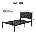 Bed Frame 12-Inch Steel Platform with Button-Tufted Headboard and Tool-Free Assembly in Two Colors