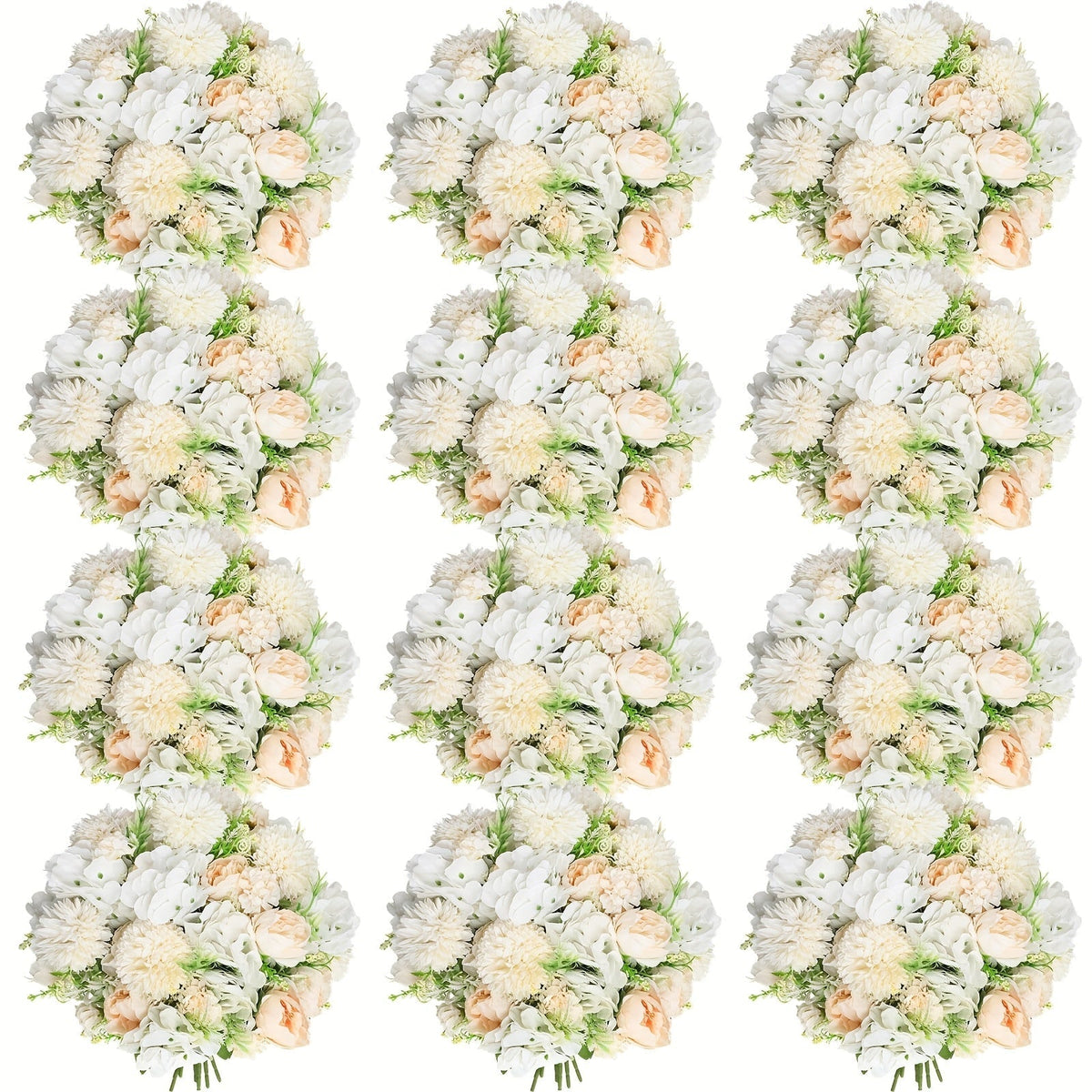 Artificial Flowers 12-Bundle Peony and Hydrangea Bouquet Set in Five Colors for Wedding Decor