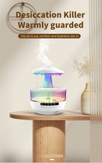 Cool Mist Humidifier with 7-Color Night Light Raindrop Music Design Dual Mist Output 26dB Ultra-Quiet 24H Operation Visible Water Level
