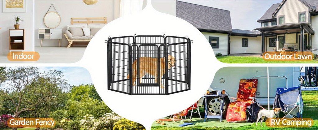 Dog Playpen Heavy Duty Foldable – 8 & 16 Panel Pet Exercise Pen for Large Medium Small Dogs, Portable Indoor Outdoor Puppy Pen for Yard