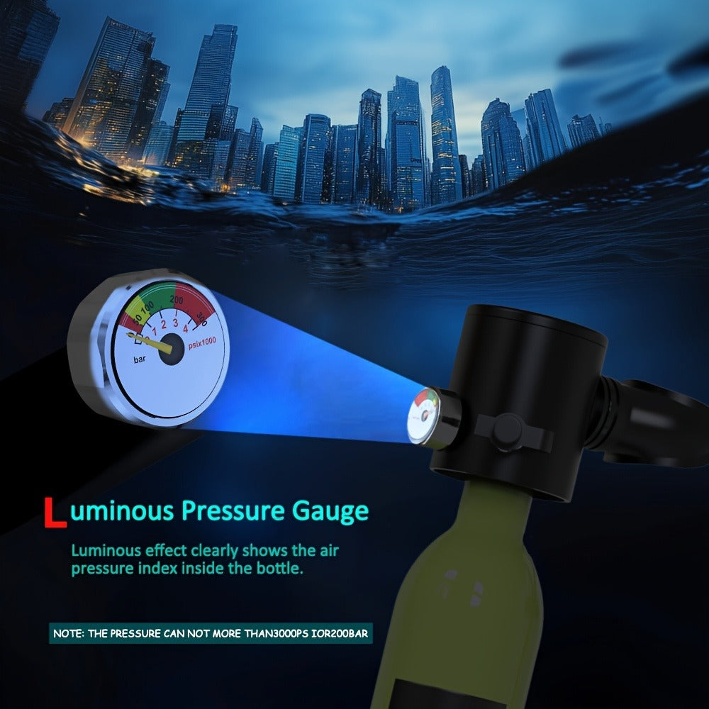 Mini Scuba Tank Set 0.5L – Reusable Diving Cylinder with Hand Pump, 3000PSI 200Bar, 35 Breaths Backup Air for Shallow Water Diving Reef