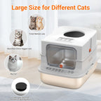 TEKEPL 68L Cat Litter Box with Stainless Steel Basin and Modular Enclosed, Semi-Open or Open Configuration
