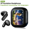 AI Translation Earbuds with Color Touchscreen Charging Case in Black or White and Five Bundle Options