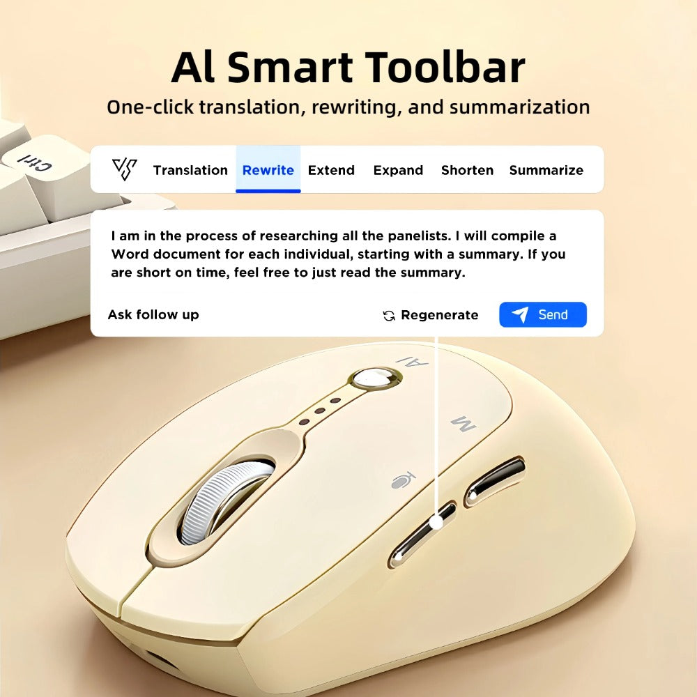 AI Voice Input Wireless Mouse with Real-Time Translation & Auto Writing, PPT Assistant for an Everyday Personal Care Routine