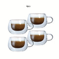 Double Wall Glass Coffee Cups with Handle Insulated Transparent Borosilicate Espresso for Entryways, Bedrooms and Living Spaces