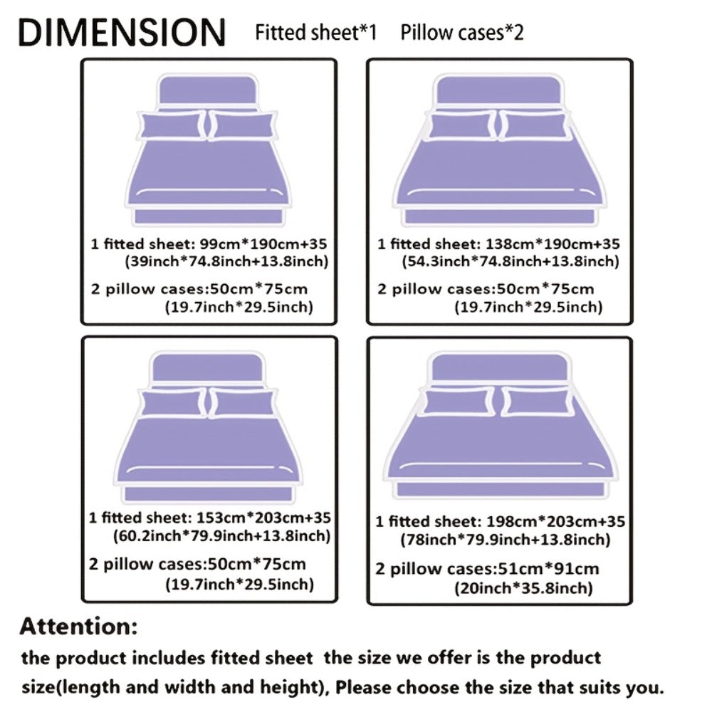 Gothic Skull Rose Fitted Sheet Set 3-Piece Halloween Bedding, HD Print Skull Flower Deep Pocket Fitted Sheet with 2 Pillowcases