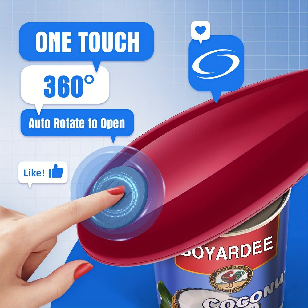 Cordless One-Touch Can Opener in Two Models: Black Big Helper or Red Master Opener Selection