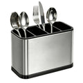 Utensil Holder Stainless Steel Cutlery Organizer 4-Compartment Countertop Caddy Anti-Slip for Home Cooking, Dining and Outdoor Meals