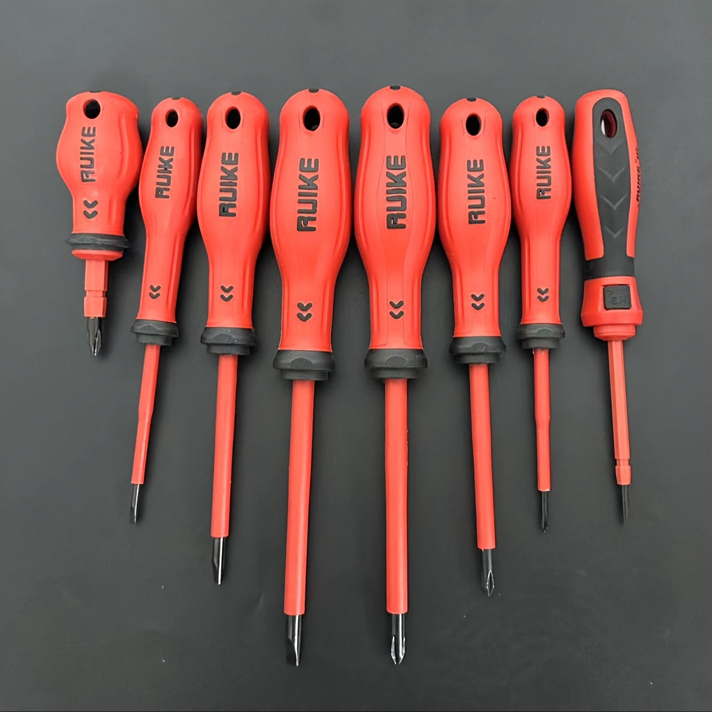 Eight-Piece Magnetic Tip Screwdriver Set with Four Slotted and Four Phillips Tools in Multiple Shaft Lengths