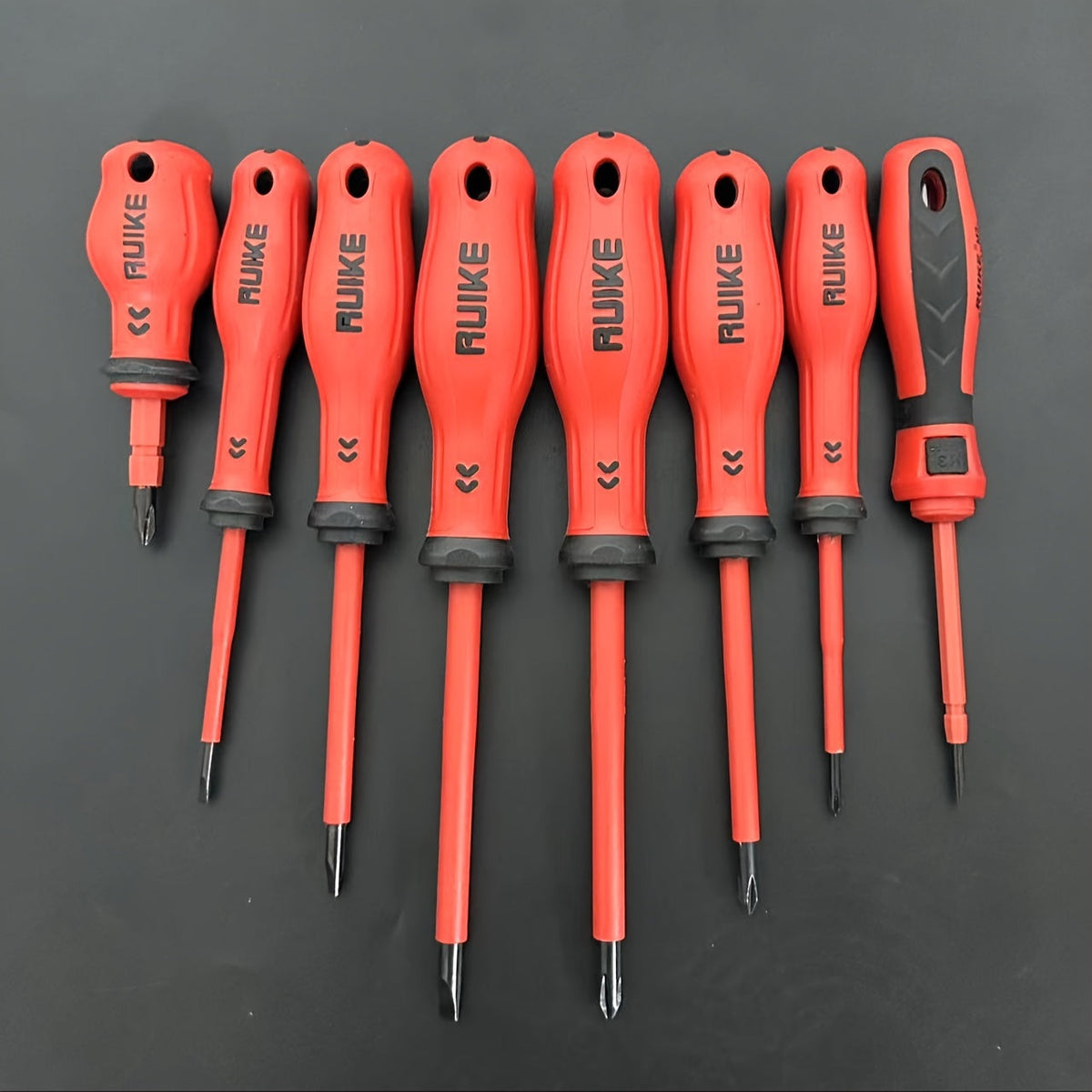 Eight-Piece Magnetic Tip Screwdriver Set with Four Slotted and Four Phillips Tools in Multiple Shaft Lengths
