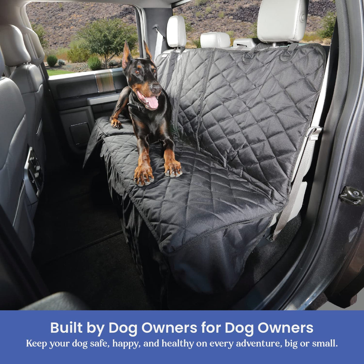 4Knines Crew Cab Cover Black with dog