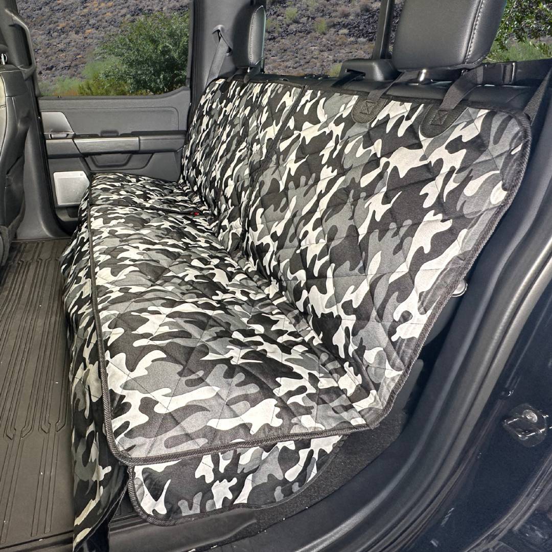 Crew Cab Truck Dog Seat Cover with Hammock, Passenger Side Split / Camo
