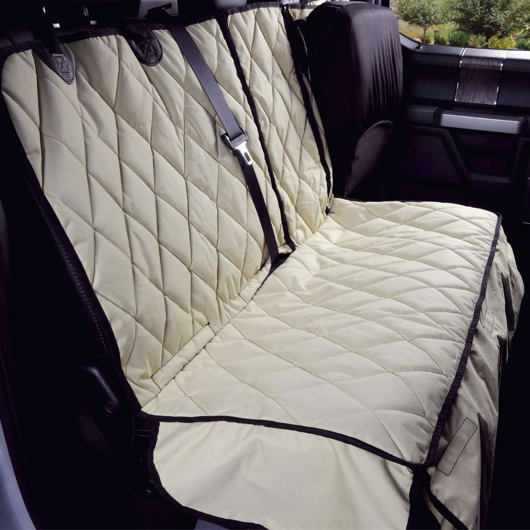 Crew Cab Truck Dog Seat Cover with Hammock, Driver Side Split / Tan