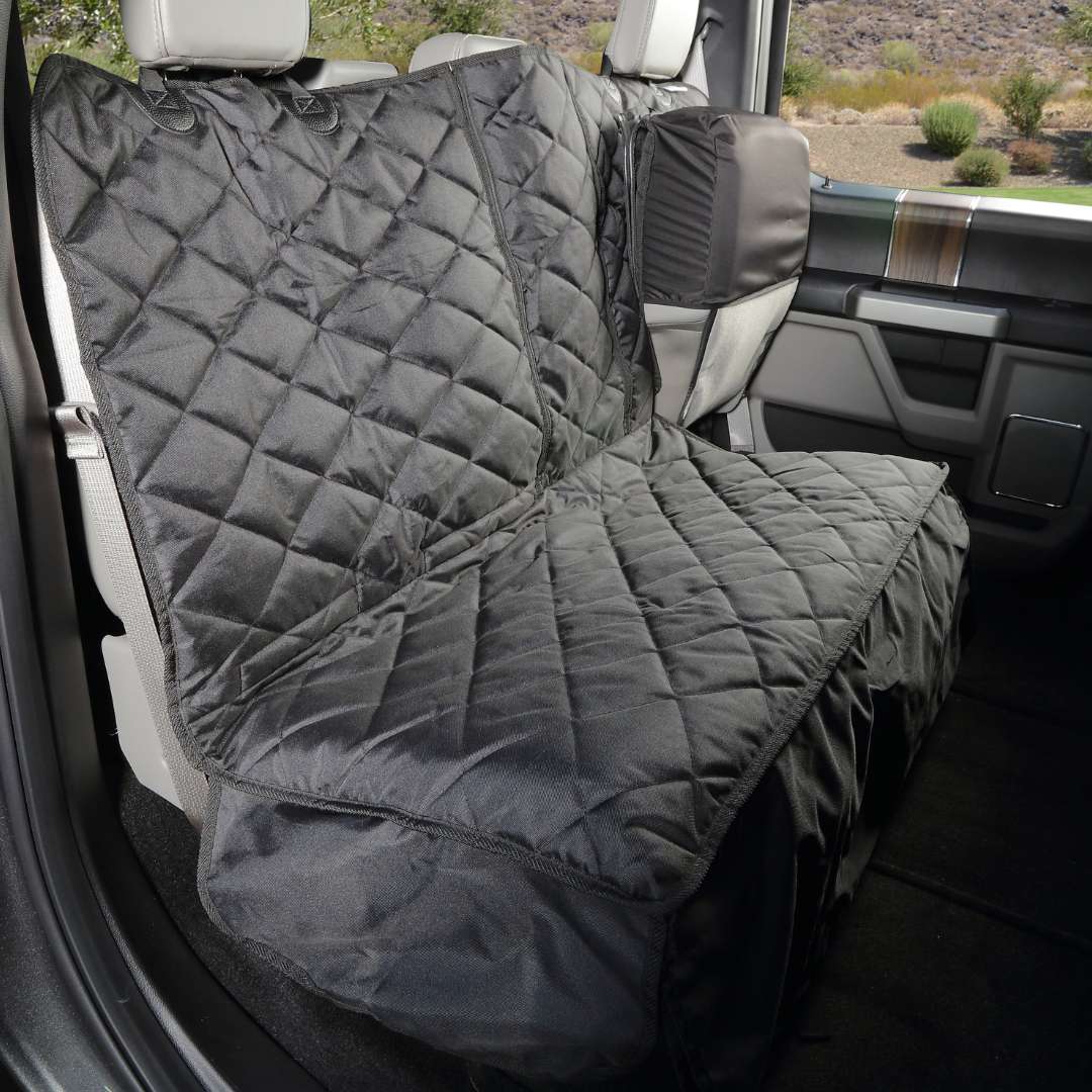 Crew Cab Truck Dog Seat Cover with Hammock, Driver Side Split / Black