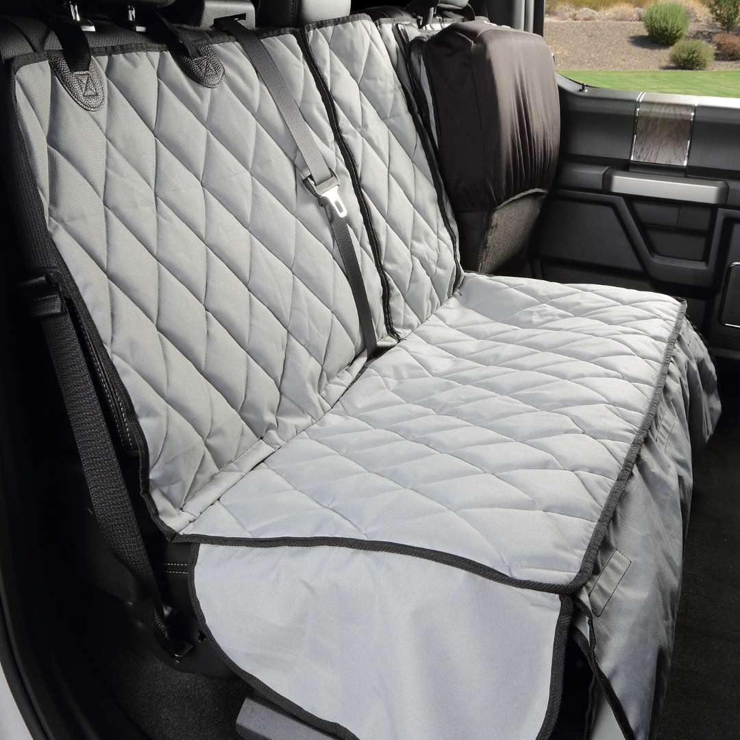Crew Cab Truck Dog Seat Cover with Hammock, Driver Side Split / Grey