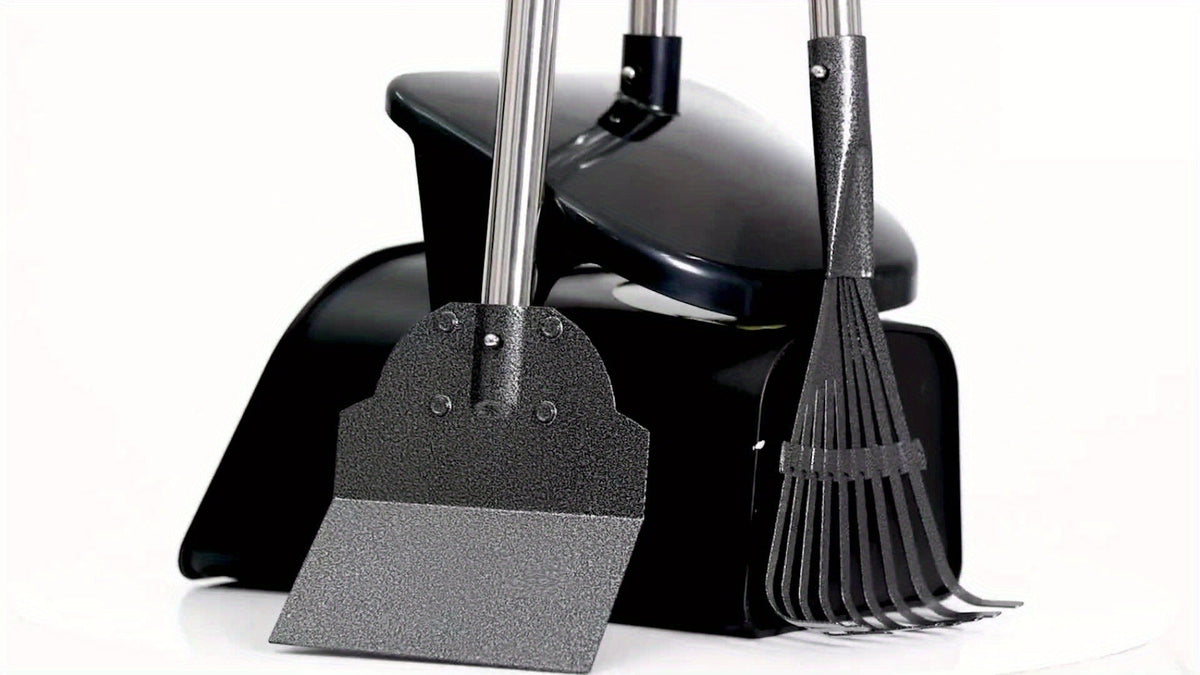 Dog Pooper Scooper with Long Handle & Swivel Bin – Heavy Duty Rake Spade Set, 40 Waste Bags Included, Pet Waste Removal for Yard Grass
