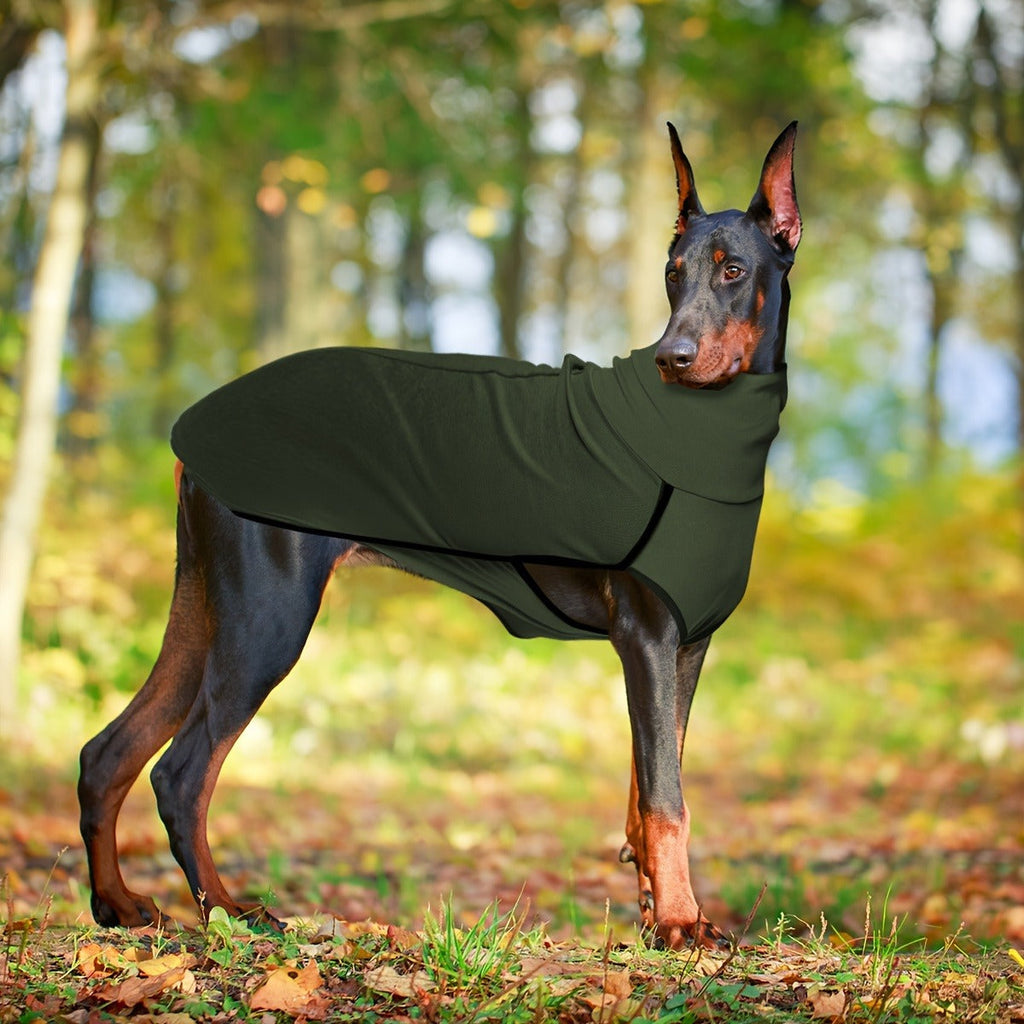 High Neck Dog Coat Warm Pullover – Solid Color Woven Polyester Pet Jacket, Machine Washable, All-Season Fall & Winter Dog Apparel
