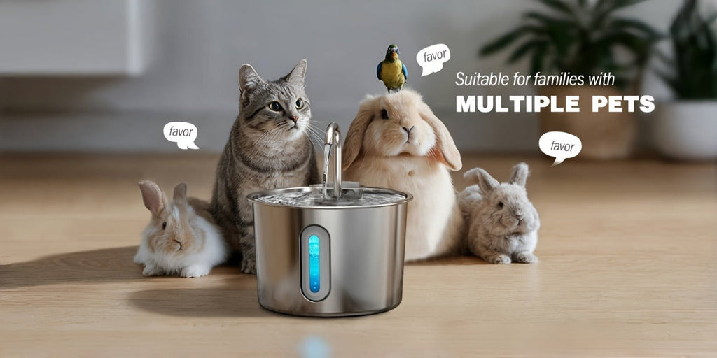 Stainless Steel Cat Water Fountain 74oz – 304 Food-Grade Steel, Ultra-Quiet USB Pump, 3-Stage Filtration, Visible Water Level Window