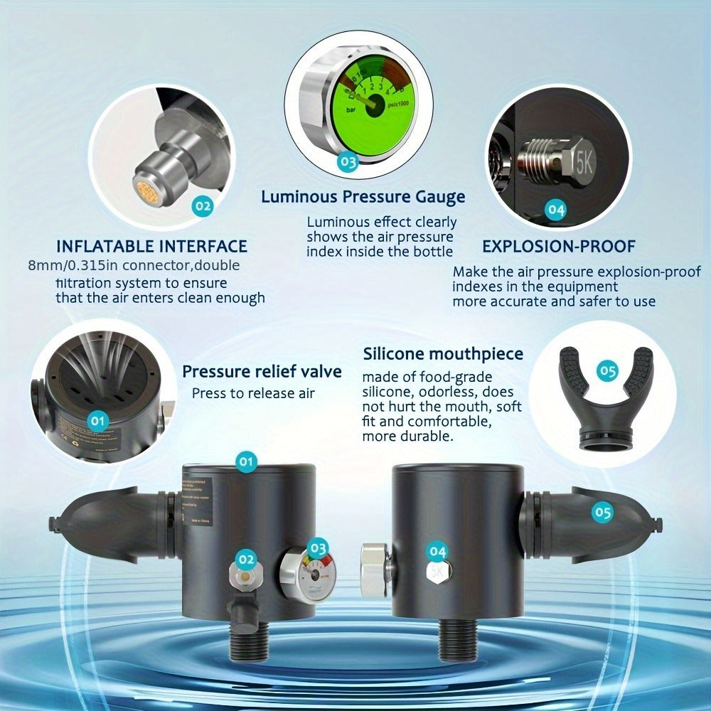 Aluminum Alloy Mini Diving Tank 0.5L – Portable Scuba Oxygen Cylinder with Regulator for Underwater Photography Snorkeling Recreation