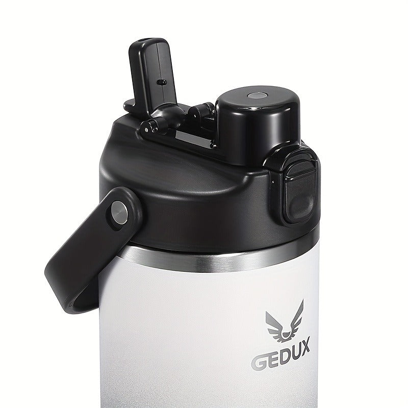 Vacuum Insulated Tumbler 32oz Stainless Steel with Handle Straw 2-in-1 Lid Chug Straw Lid Silicone Boot Matte Finish Keeps Drinks Cold Hot