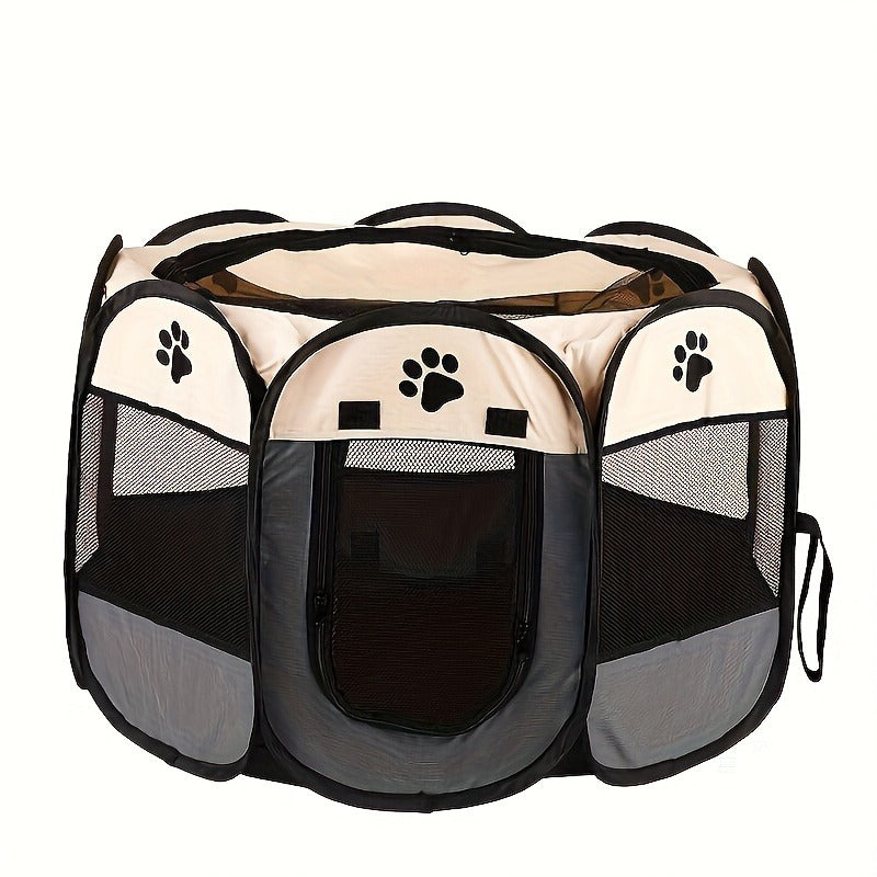 Foldable Octagonal Pet Tent & Playpen – Oxford Cloth Scratch-Resistant Dog Cage & Cat Kennel for Indoor & Outdoor Use