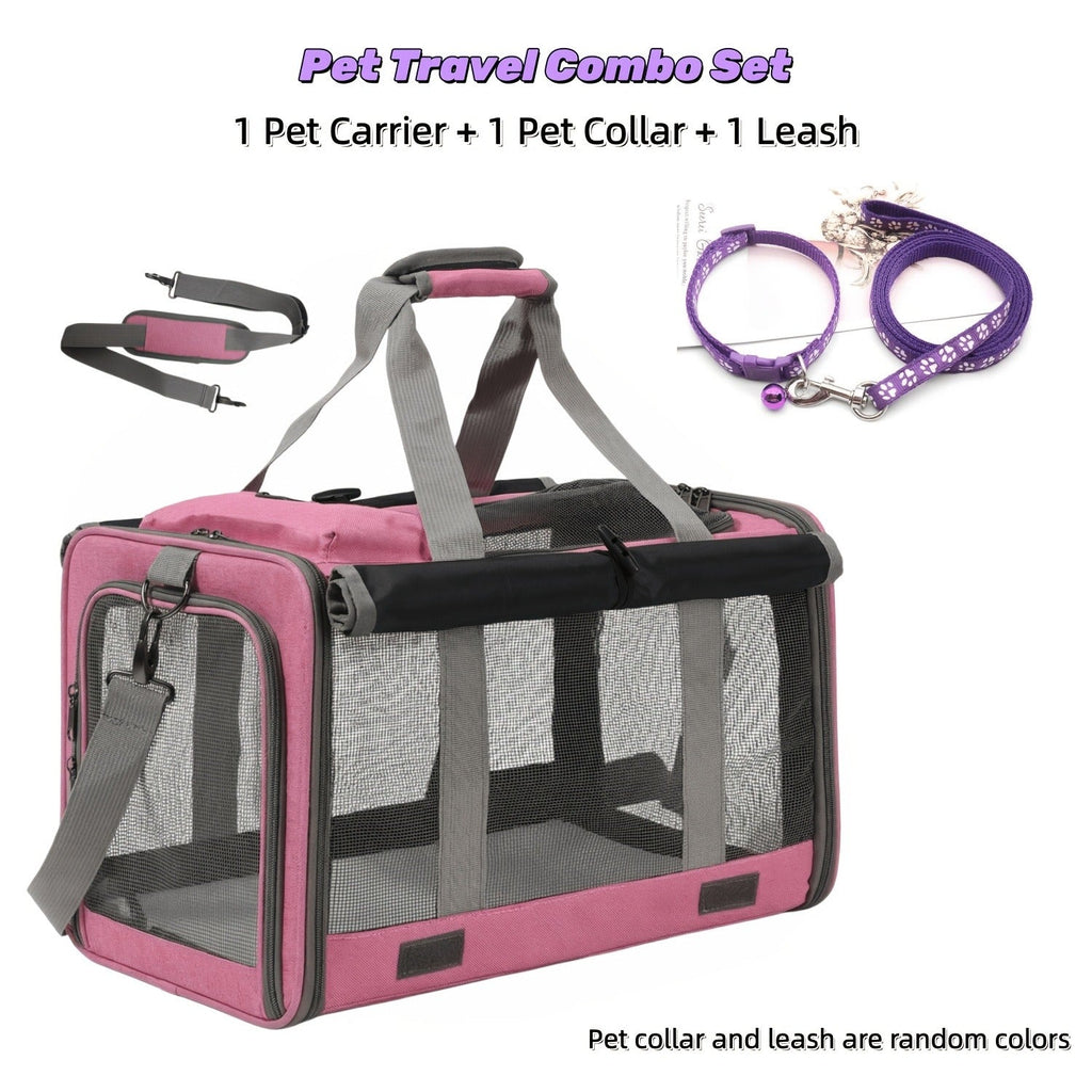 Soft-Sided Mesh-Panel Pet Carrier with Privacy Cover and Nine Color or Accessory Bundle Options