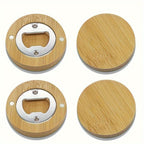 Bamboo Magnetic Bottle Opener Bulk 20 40 80 160 Pack – Round Fridge Magnet Blank Bottle Opener for Wedding Favors Party Gifts Kitchen Decor
