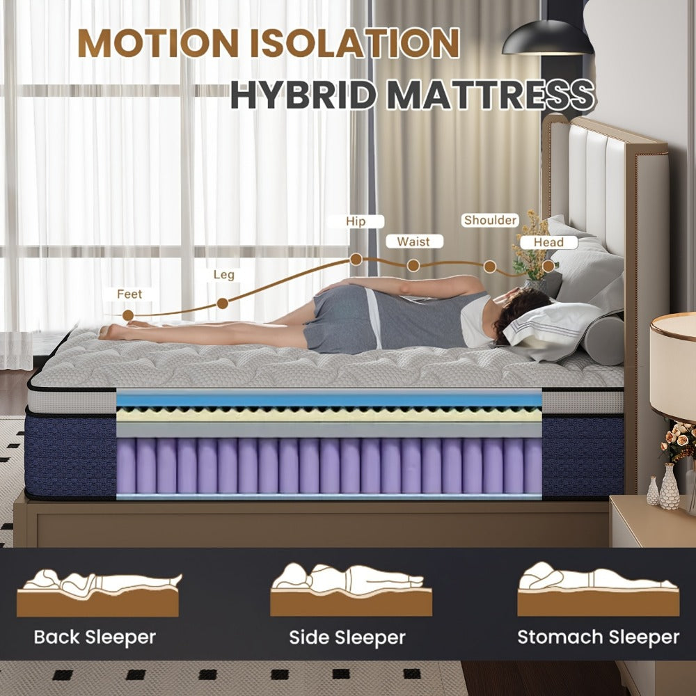 14-Inch Hybrid Mattress with Pocket Springs and Memory Foam for Bedroom detail image - detail view 16