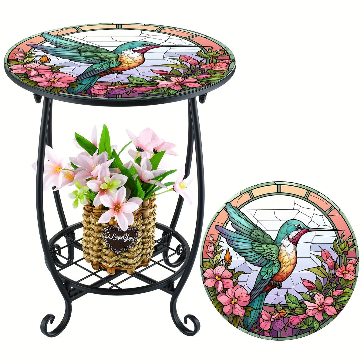 14-Inch Round Mosaic Side Table for Work, Display, and Everyday Use in Living Room