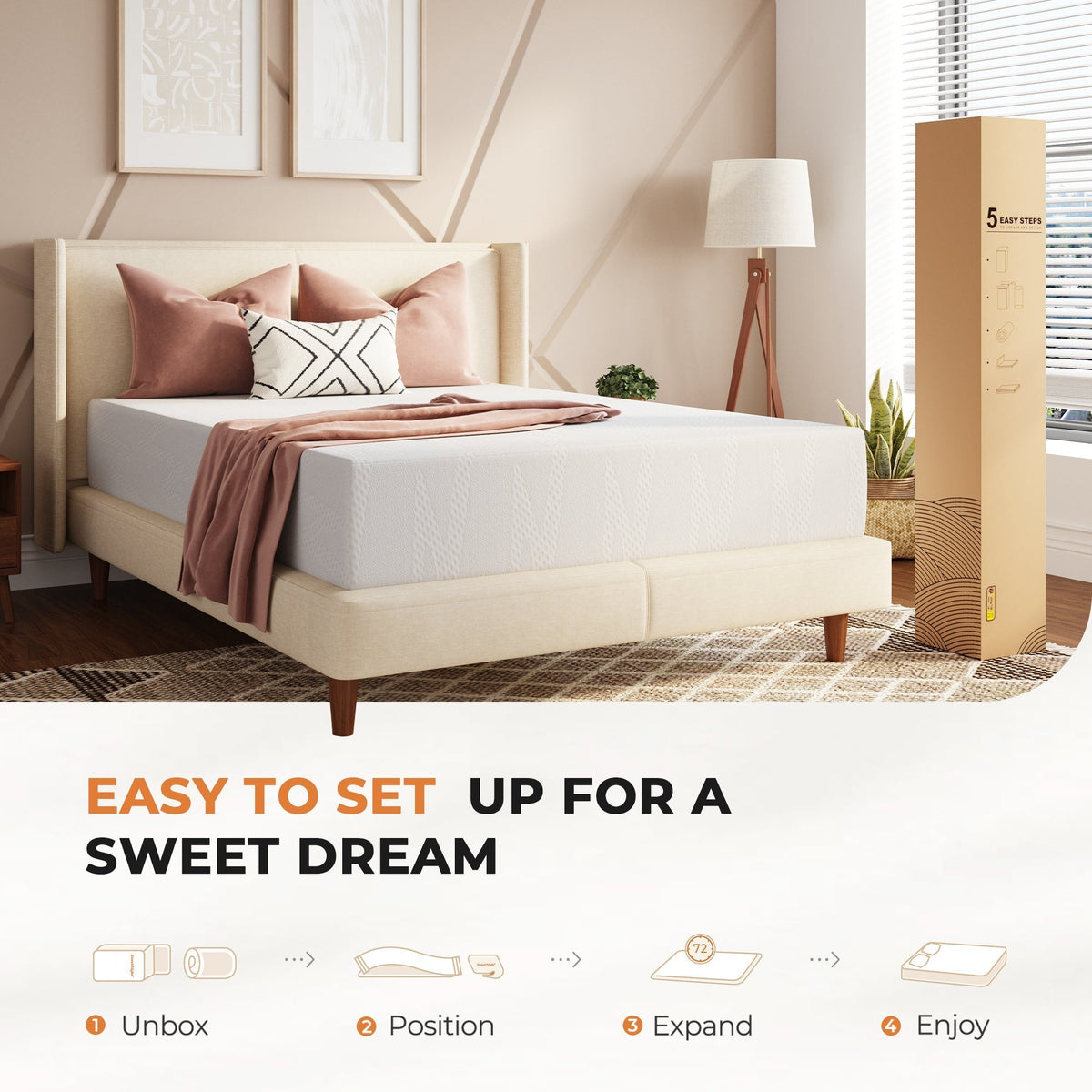 14-Inch Twin Mattress with Memory Foam, Sleep Support Mattress detail image - detail view 6
