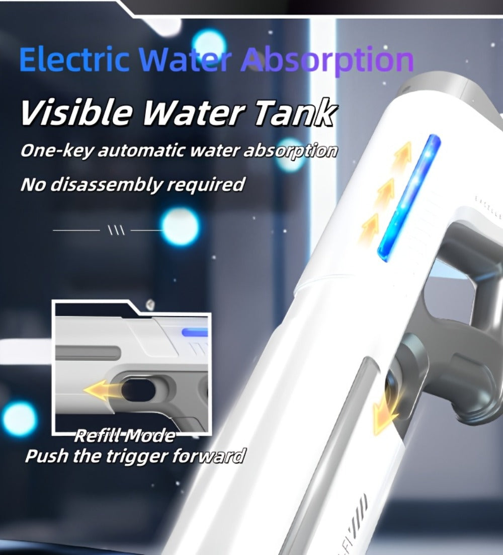Rechargeable Electric Water Blaster with Pulse Light, Self-Fill Function and Blue, White or Brown Gift Box Options