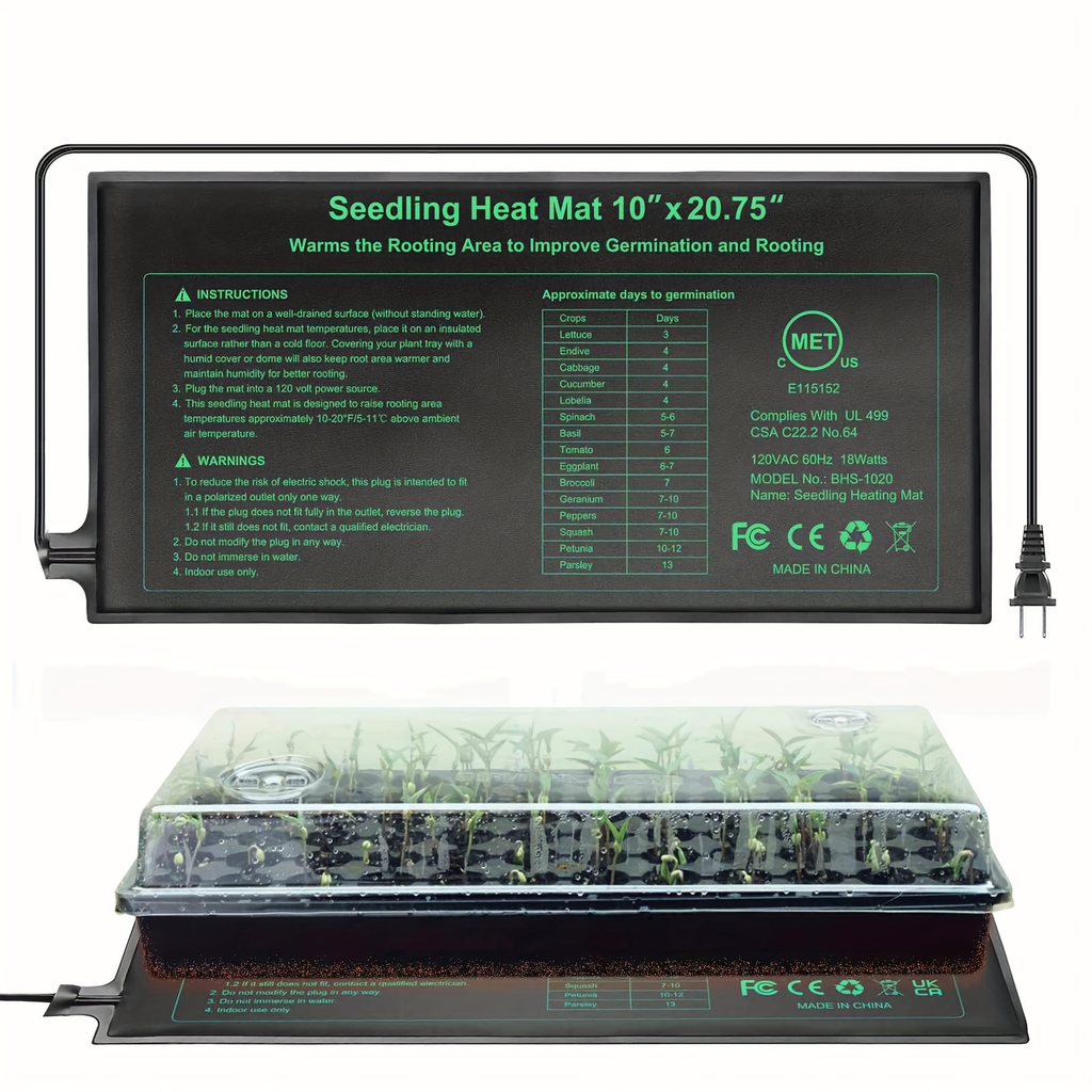 Seedling Heat Mat MET, Uniform Heating for Germination Indoor Gardening Greenhouse, Hydroponic Seed Starting Warming Pad M & L Size
