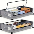 Rolling Fabric Under-Bed Storage Bins with Clear Zip Covers, Label Windows and Black or Gray Sets