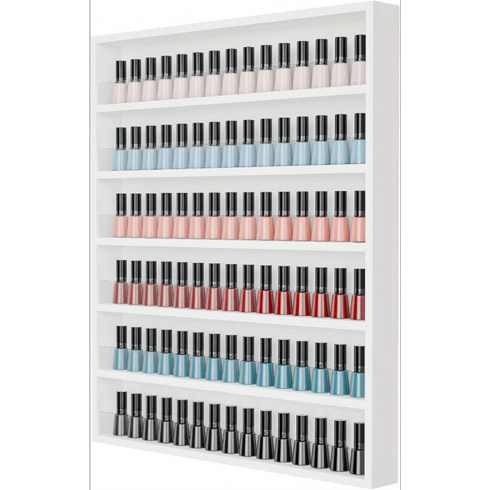 Nail Polish Rack Wall Mount Organizer 6-Tier & 10-Tier with Acrylic Baffle, Salon Display Shelf for Nail