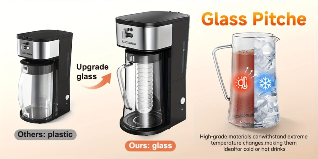 Iced Tea & Coffee Maker 3 QT Pitcher with Reusable Filter Basket, Adjustable Brew Strength, Cold Brew Machine for Iced Tea