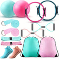 Pilates Ball & Ring Set 14-Piece for Women – Magic Circle, Mini Ball, 8 Resistance Bands, Stretching Strap, Non-Slip Socks & Gym Bag