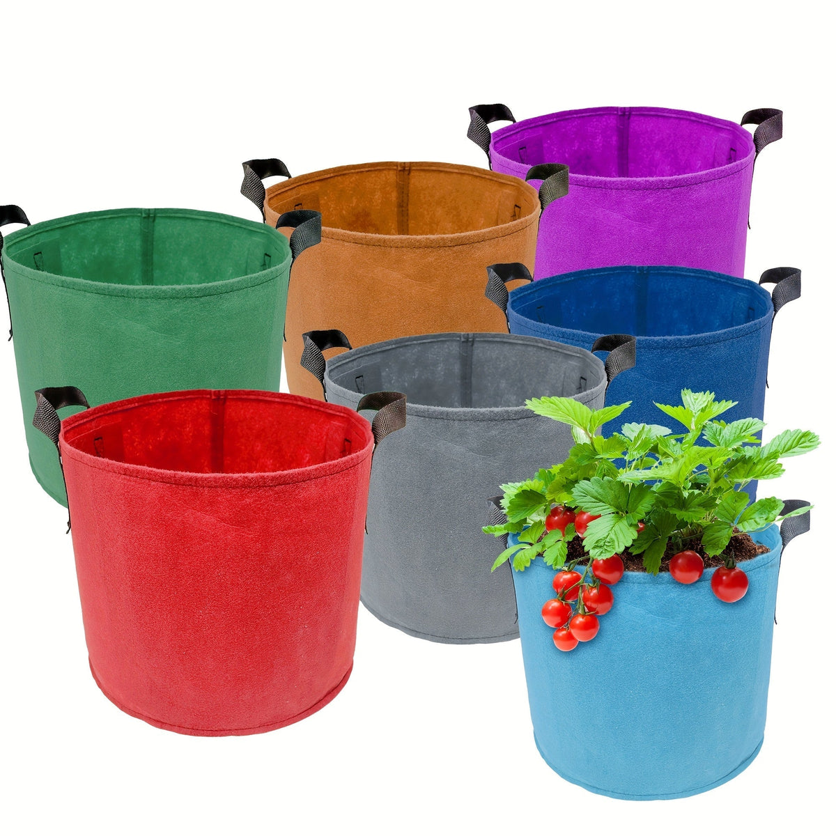 5/7/10/15 Gallon Plant Grow Bags, 7Pack Colourful Fabric Planters Plant Pots Garden Bags To Grow Vegetables With Reinforced Handles