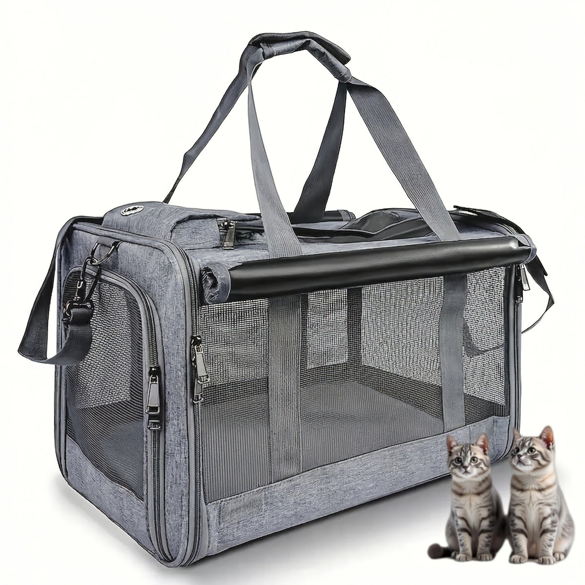 Airline Approved Pet Carrier Soft Sided Collapsible for Cats & Small Dogs – Breathable Oxford Cloth Travel Bag with Zipper Closure