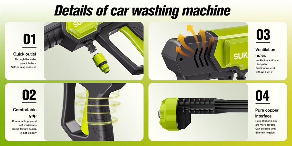 Cordless Pressure Washer Battery Powered Portable Car Wash Gun High Pressure Cleaner for Cars Yards for Garden, Patio and Yard Use